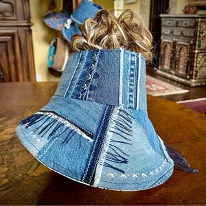 Denim Hat w/ Open Top, Reversible